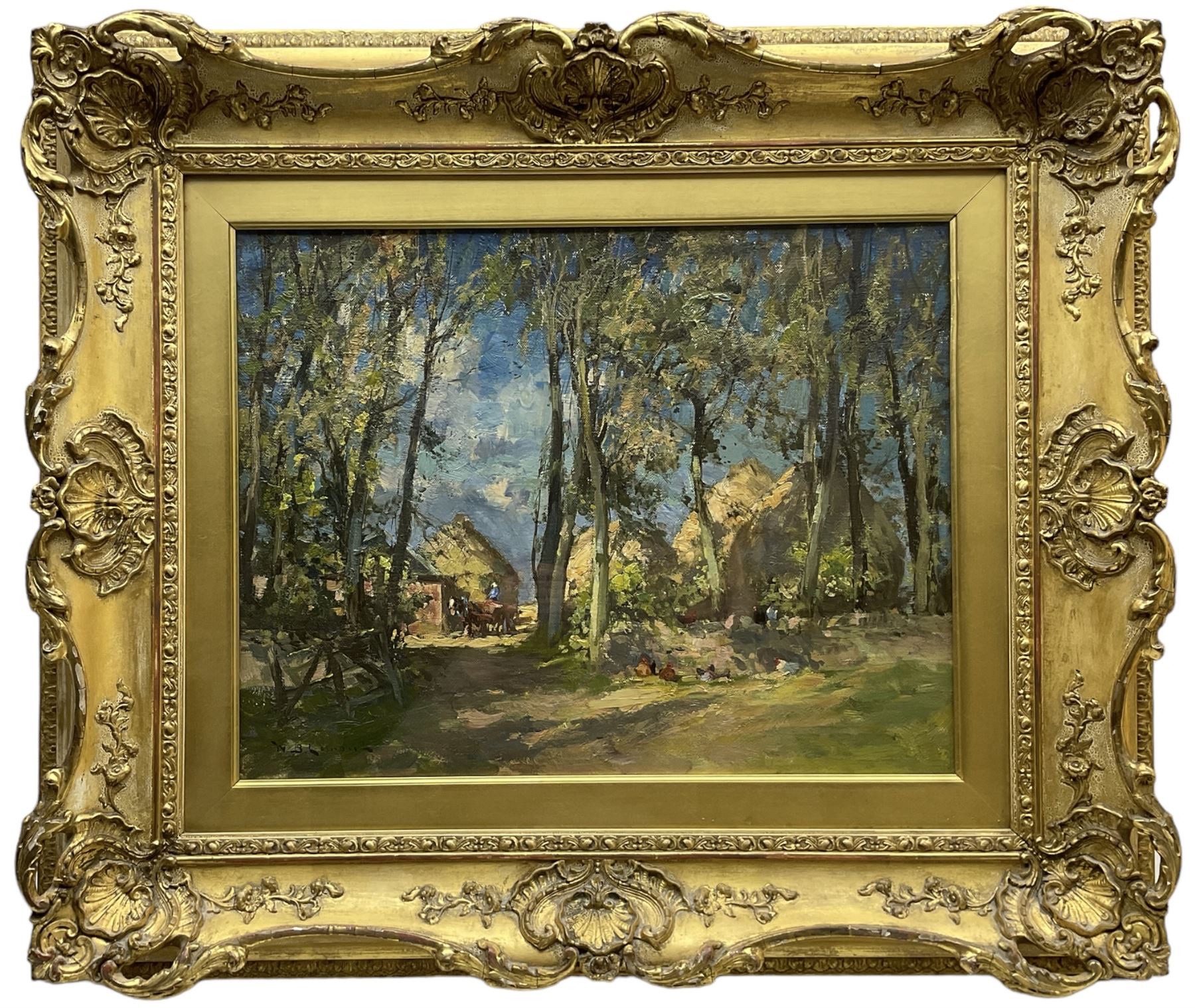 William Bradley Lamond (Scottish 1857-1924): The Stackyard, oil on canvas signed 34cm x 44cm