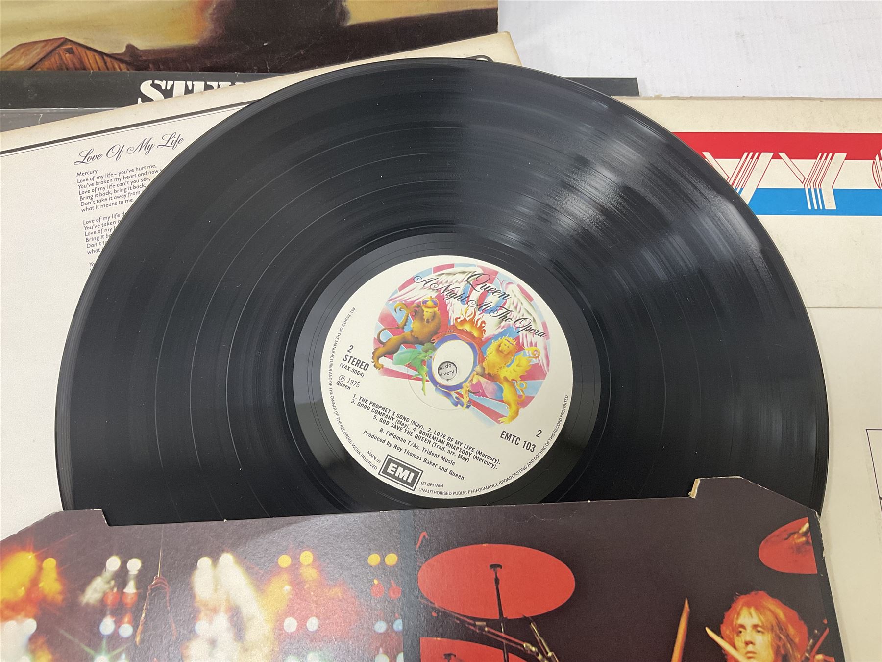 Collection of Rock, Punk and Pop vinyl LP records, including Tyrannosaurus Rex A Beard of Stars, Black Sabbath Paranoid, Derek & The Dominoes Layla, David Bowie Lodger, Kraftwerk Computer World, The Police Zenyatta Mondatta, etc