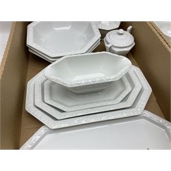 Rosenthal Classical Rose tea and dinner service for eight, including teapot, coffee pot, milk jug, covered sucrier, cups and saucers, dinner plates, serving dishes etc 