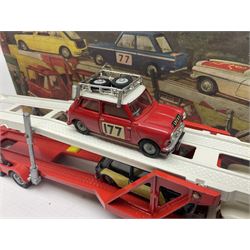 Corgi - Gift Set no.41 comprising Carrimore Mark Iv Transporter, Morris Mini-Cooper, BMC Mini-Cooper S, Morris Mini-Minor, Volvo P.1800 and Sunbeam IMP; missing MGC GT car; in original box 