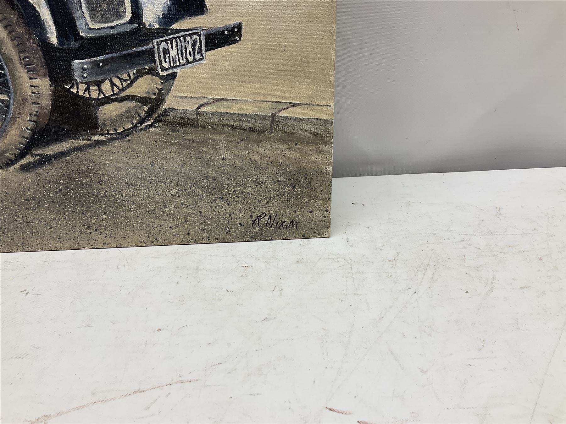 Robert Nixon (British 1955-): 'Collins Builders and Decorators' Van, oil on board signed 46cm x 61cm (unframed)  