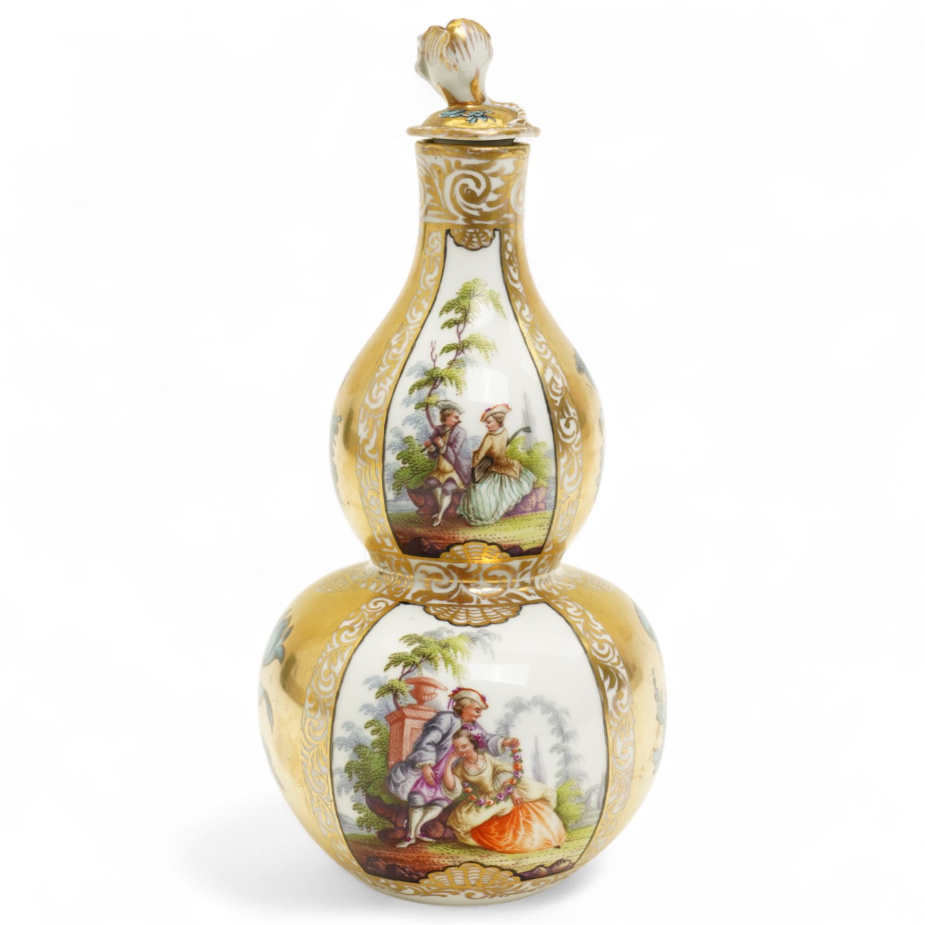 Helena Wolfsohn Dresden porcelain double gourd covered vase