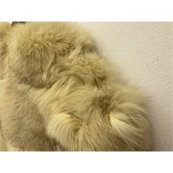 White Arctic Fox fur coat with loop fasteners 