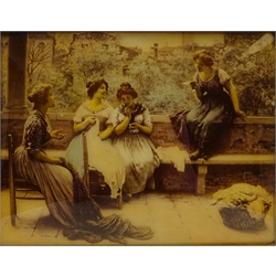  Friendly Gossips, two early 20th century convex crystoleums dated 1904 by Franz Hanfstaengl 19cm x 24cm (2)  