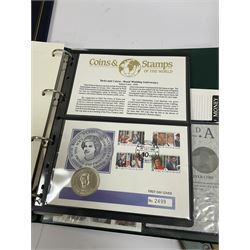 Limited edition 1991 Royal Wedding Prince and Princess of Wales 10th Wedding Anniversary Crown Coin and Stamp First Day cover, Queen Elizabeth II 40th Anniversary of the Accession of the Throne Coin and Stamp First Day cover, and three further coin and stamp first day covers, Queen Elizabeth II and royal family first day covers and stamps, together with various watches to include Sekonda, cigarette card albums including John Player & Sons R.A.F Badges and Aircraft of the Royal Air Force, and Collectors Classic Car Club car cards etc