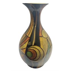 Large decorative floor vase, with a yellow and brown ground, H65cm