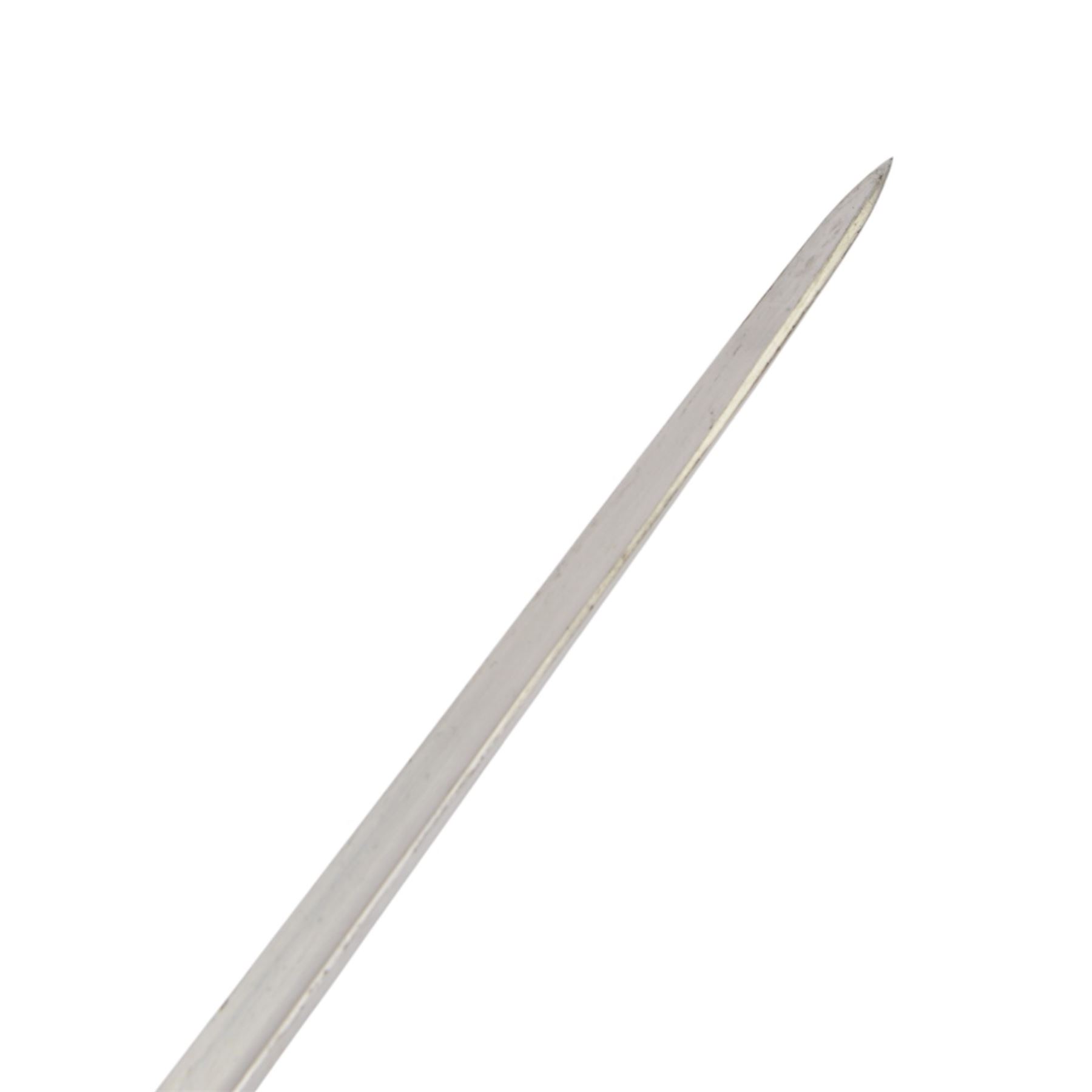 French chassepot bayonet the spine engraved St. Etienne, Mass 1876, with matching scabbard and another French chassepot engraved 1877, with matching scabbard 