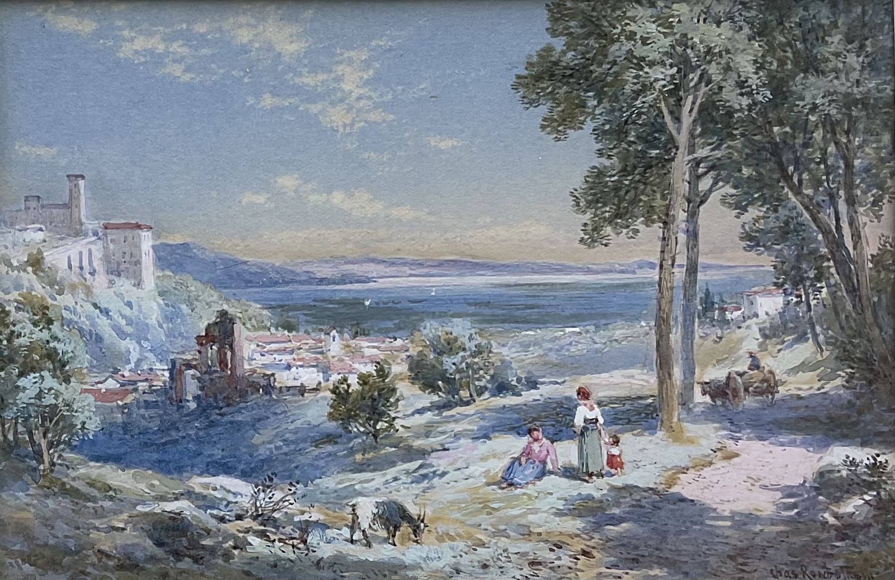 Thomas Charles Leeson Rowbotham (British 1823-1875):'Bolsena Italy', gouache and watercolour signed and dated 1853, 12cm x 18.5cm