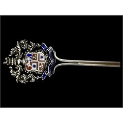 Three silver decanter labels and a collection of silver and silver plated cutlery