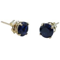 Pair of 9ct gold blue stone stud earrings, boxed