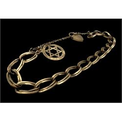 8ct gold bracelet, with 9ct gold heart padlock clasp and a 9ct gold star charm, stamped or hallmarked