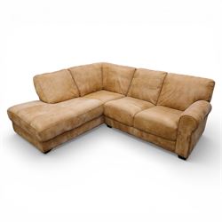 Barker & Stonehouse - 'Houston' brown leather corner sofa with left facing chaise sofa, fi...