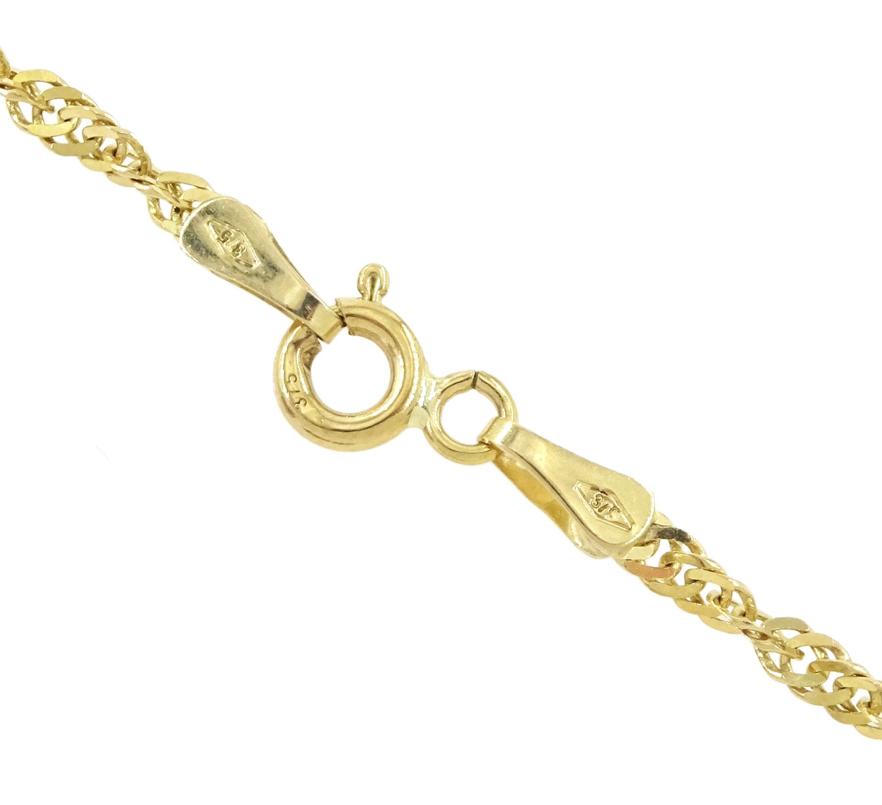 9ct gold stone set rag doll pendant necklace, hallmarked