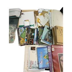 Great British and World stamps, including Australia, Belgium, Canada, Ceylon, Denmark, France, India etc, various stamps on covers, postcards etc, housed in various albums, folders and loose, in one box