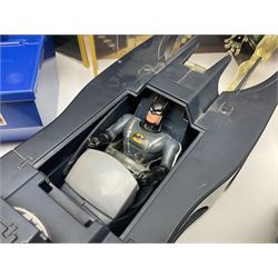 Group of early 90s Marvel/DC Comics toys; 1993 Kenner Batmobile with original Batman figure and plane; Marvel Comics Spider-Man 1994 Web of Steel series Hobgoblin Wing Bomber, incomplete Daily Bugle Playset and Scorpion; assorted figurines and later accessories 