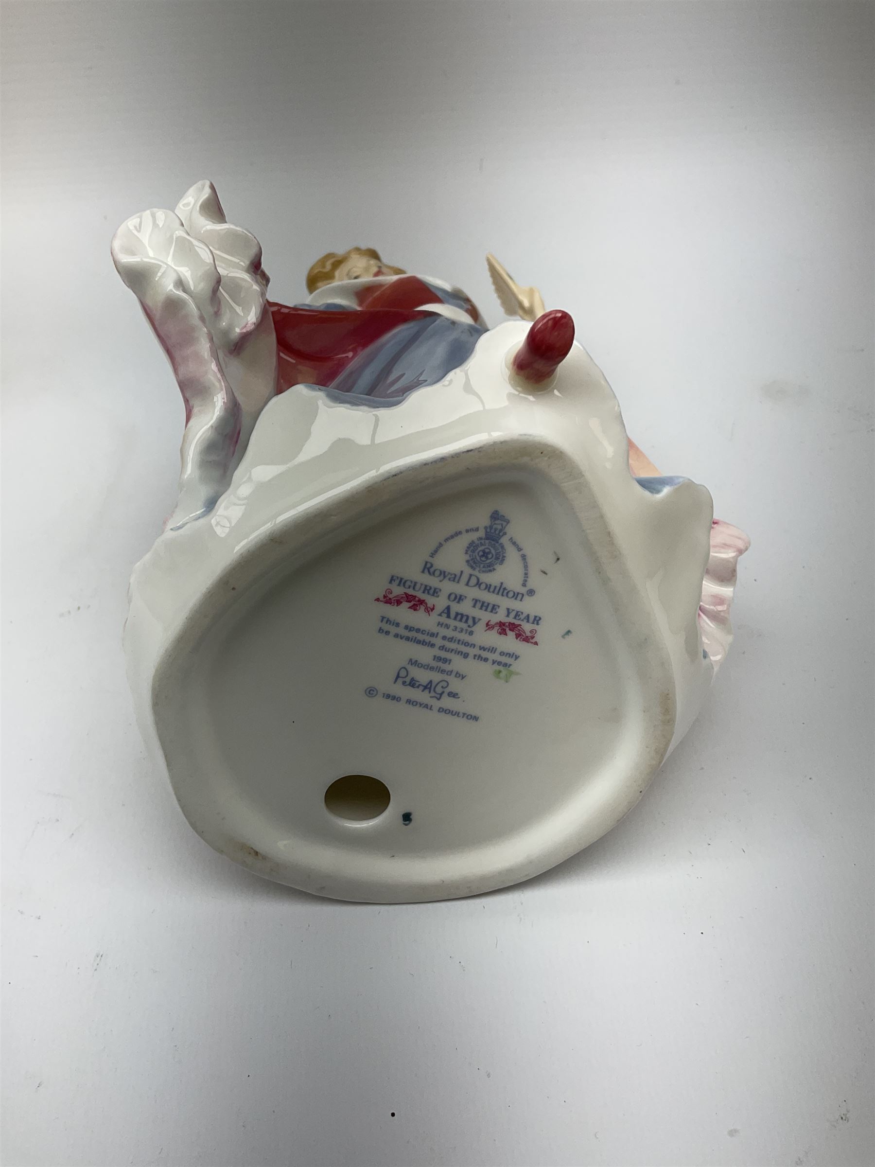 Nine figures; eight Royal Doulton, , Amy, Sandra, thank you, thinking of you, Christmas carols, my love, happy birthday, Merry Christmas and one Coalport figures, Andrea 