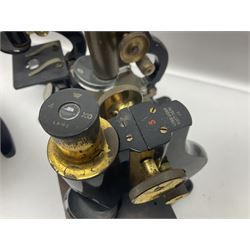 Four microscope, comprising W.J George Ltd, Watson Service 716606, Meopta no 230087 and one other  