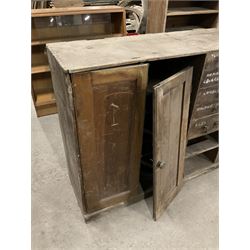 19th century pine multi-drawer workshop cabinet, fitted with double cupboard and drawers - THIS LOT IS TO BE COLLECTED BY APPOINTMENT FROM THE OLD BUFFER DEPOT, MELBOURNE PLACE, SOWERBY, THIRSK, YO7 1QY
