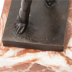 After D H Chiparus - Art Deco style bronze figure of an Egyptian dancer on stepped marble plinth H48cm