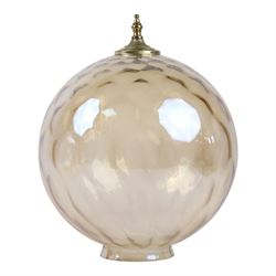 Two dome glass light shades, with brass details, H34cm