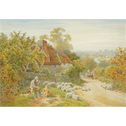 Charles James Adams (British 1859-1931): A Rest by the Way, watercolour signed 34cm x 49cm