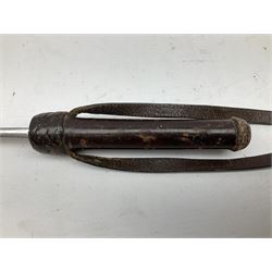 Early 20th century officer's swagger type leather covered sword stick, the 33cm etched single fullered blade marked Wilkinson Pall Mall, with carrying strap L60.5cm