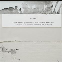 Matthew Brannon (American 1971-): 'Aperitif', acrylic and collage mixed media on canvas laid onto cardboard 58cm x 46cm
Provenance: exhibited at 'The Ventriloquist' exhibition at the Office Baroque Gallery, Antwerp, 2012
Notes: Brannon’s text-driven compositions blend design aesthetics with psychological nuance. Aperitif exemplifies his use of restrained imagery and oblique narrative, drawing from advertising, literature, and social ritual. His work is held in major collections including MoMA and the Whitney.