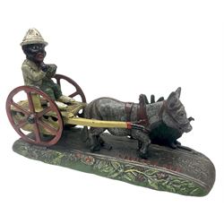 Late 19th century cast-iron mechanical money bank 'Bad Accident' by J & E Stevens and Co; patented 1891 L25.5cm