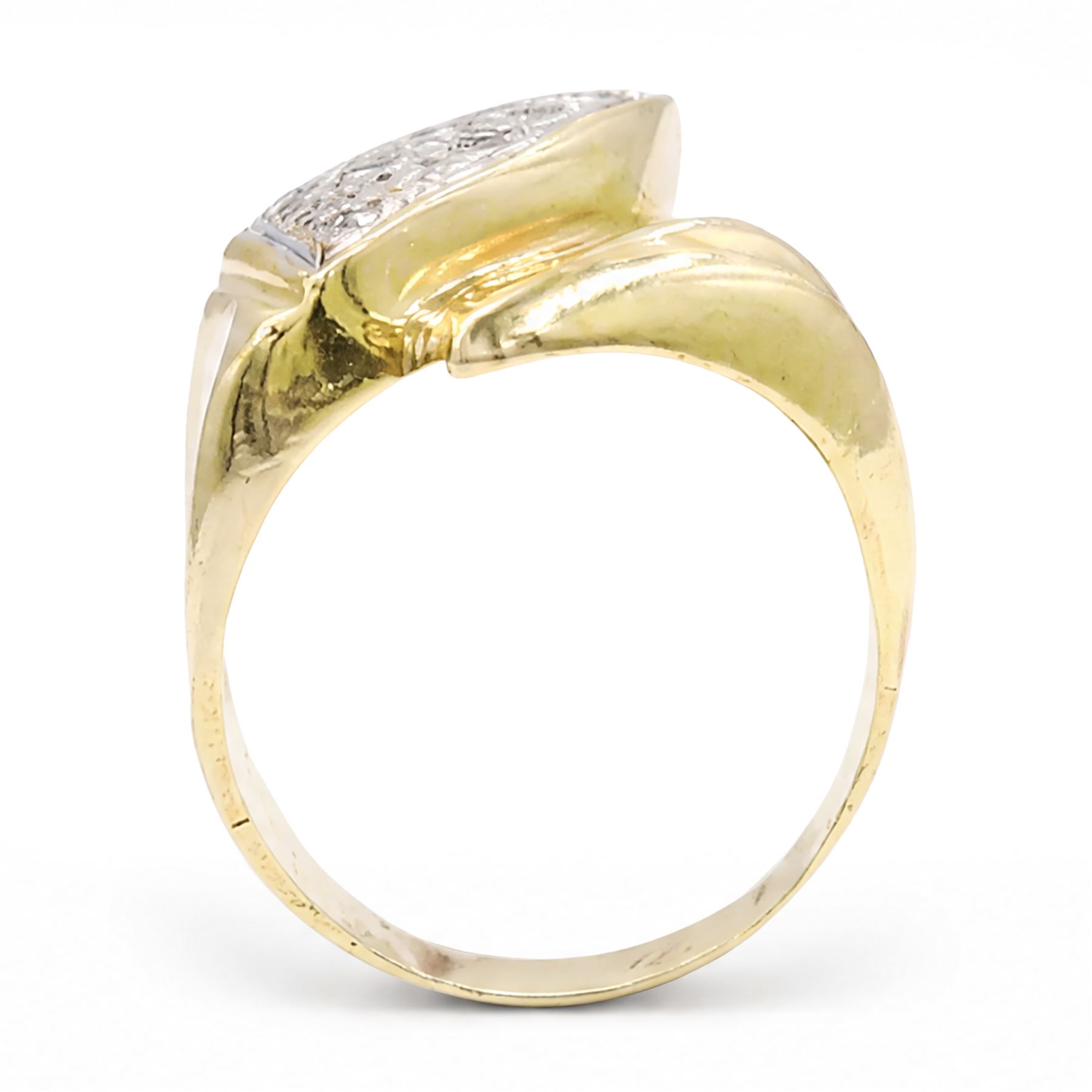 14ct yellow and white gold cubic zirconia abstract design ring