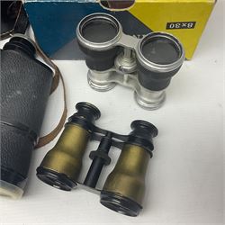 Pair of Asahi Pentax Prism binoculars, a pair of Dolland binoculars, other binoculars, including cased examples and a Miranda Pro 3 tripod
