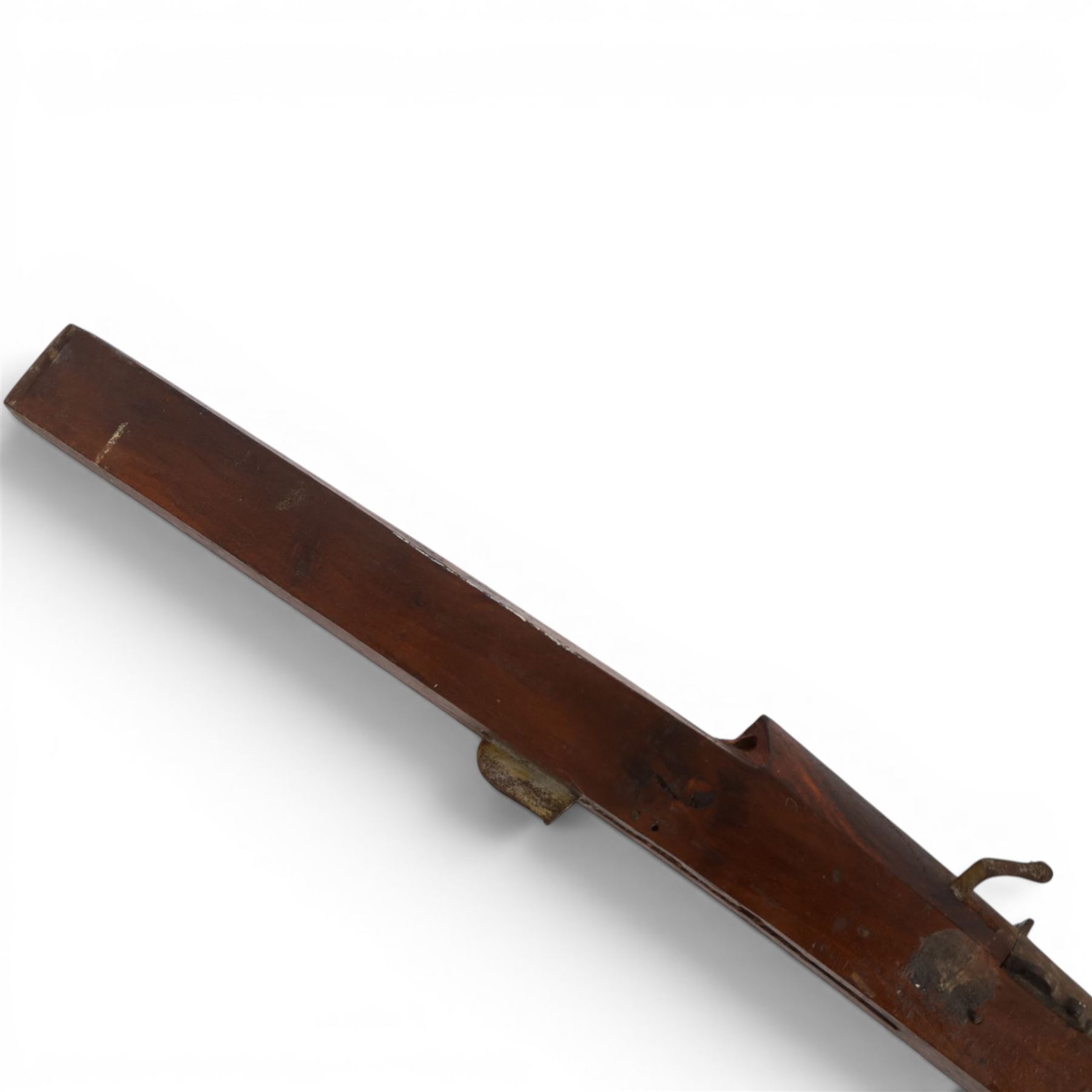  Indian matchlock jezail from the Royal Jaigarh Fort, Jaipur, the plain 51 inch barrel with flared muzzle, stamped to breech 'JPR/EXR/2/7333' on a full wooden stock, overall length 180cm, together with certificate of authenticity on Rajmahal Palace Office headed paper, dated 11th March 1978