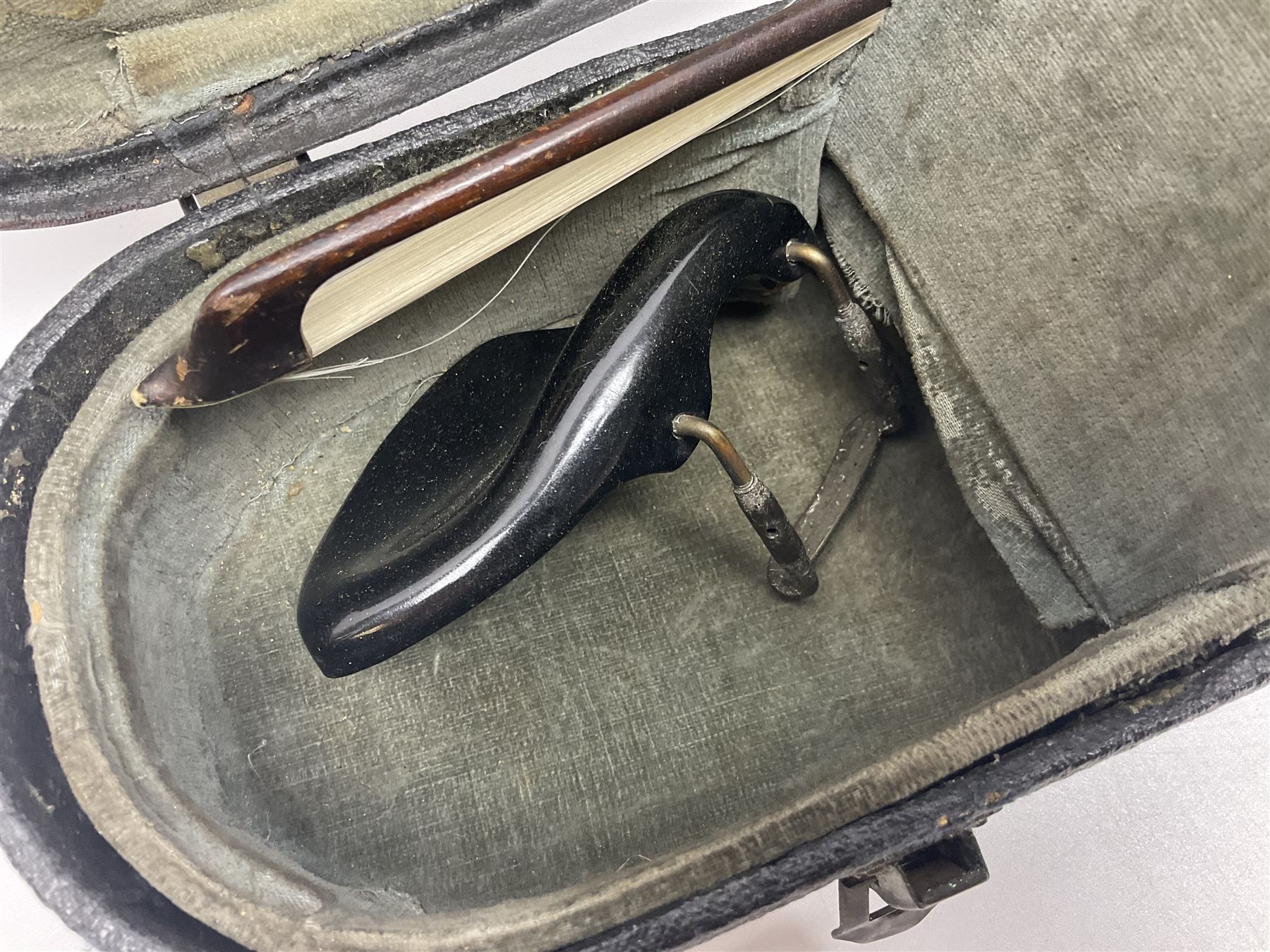 Late 19th century French trade violin with 35.5cm one-piece maple back and ribs and spruce top L59cm overall; in carrying case with bow