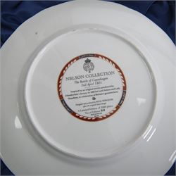 Royal Worcester seven Nelson collection plates, limited edition, comprising two Battle of Cape St Vincent, two Battle of Trafalgar, two Battle of Copenhagen and Battle of the Nile, all with certificates and original boxes 