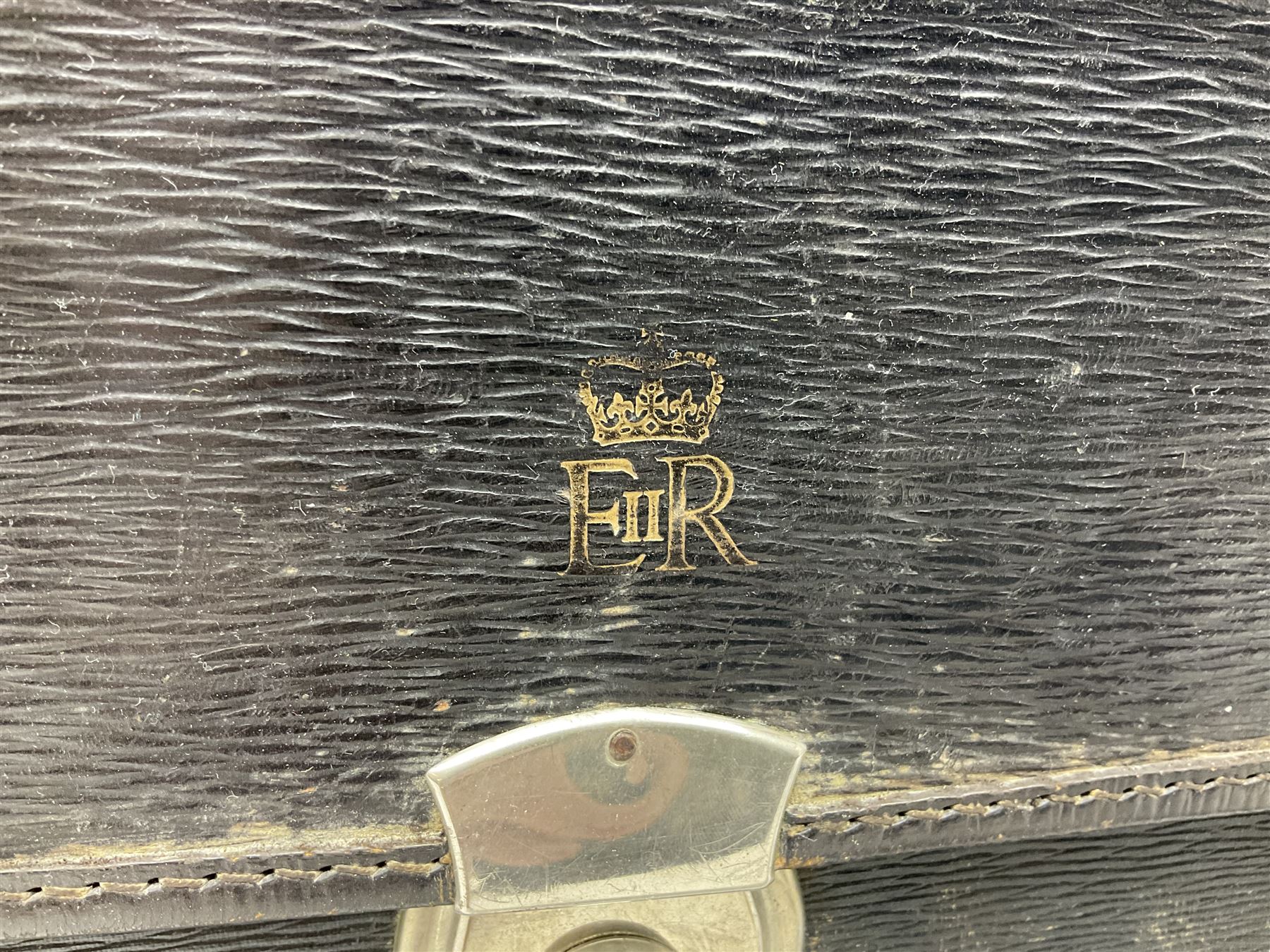Vintage government officer's briefcase, with Crown and ER motif, H31cm