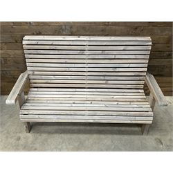 Wooden slatted garden bench