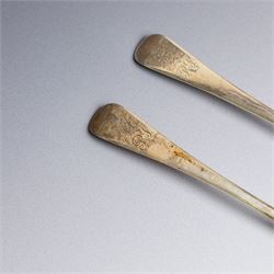 Collection of silver flatware, comprising set of six Georgian teaspoons, three Victorian Exeter silver dessert forks, Georgian Old English pattern table spoon, etc all hallmarked