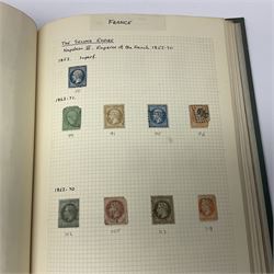 World stamps including Andorra, Austria with 1858 and later issues, Belgium with imperfs and later, Belgium, Cuba, Czechoslovakia, Denmark, Ireland, France, Germany with Hamburg, Lubeck, Oldenburg, Saxony etc, Greece, Hungary, the Netherlands, Spain etc, housed in two albums 