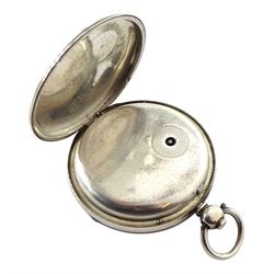 Victorian silver open face fusee pocket watch by William Harrison, Hexham, No. 19714, silver dial with Roman numerals and subsidiary seconds dial, case makers mark C W (possibly Charles Woods), London 1860