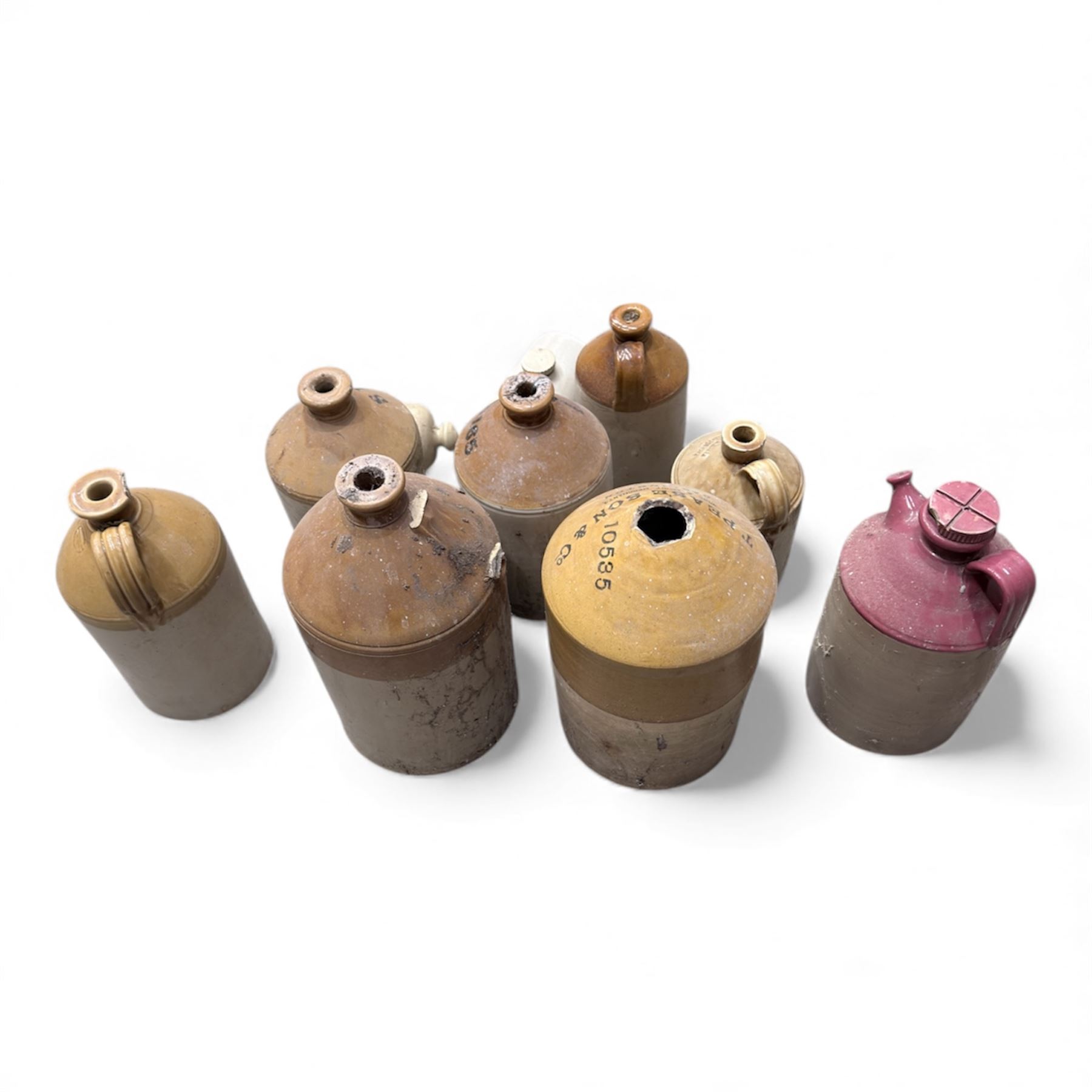 Ten Stoneware Flagons, from Scarborough, Darlington and other places