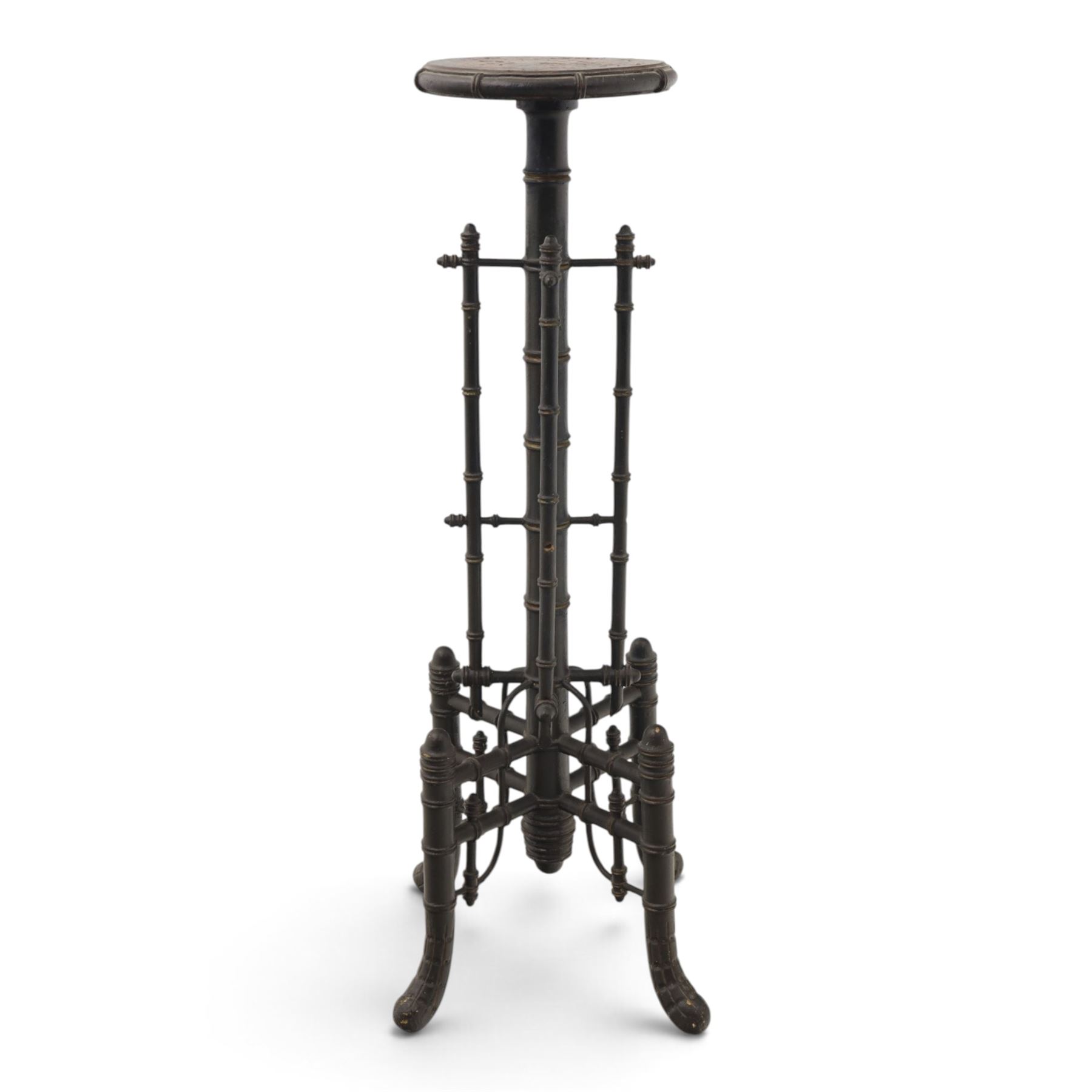 Victorian Aesthetic Movement simulated bamboo and lacquered jardiniere or plant stand