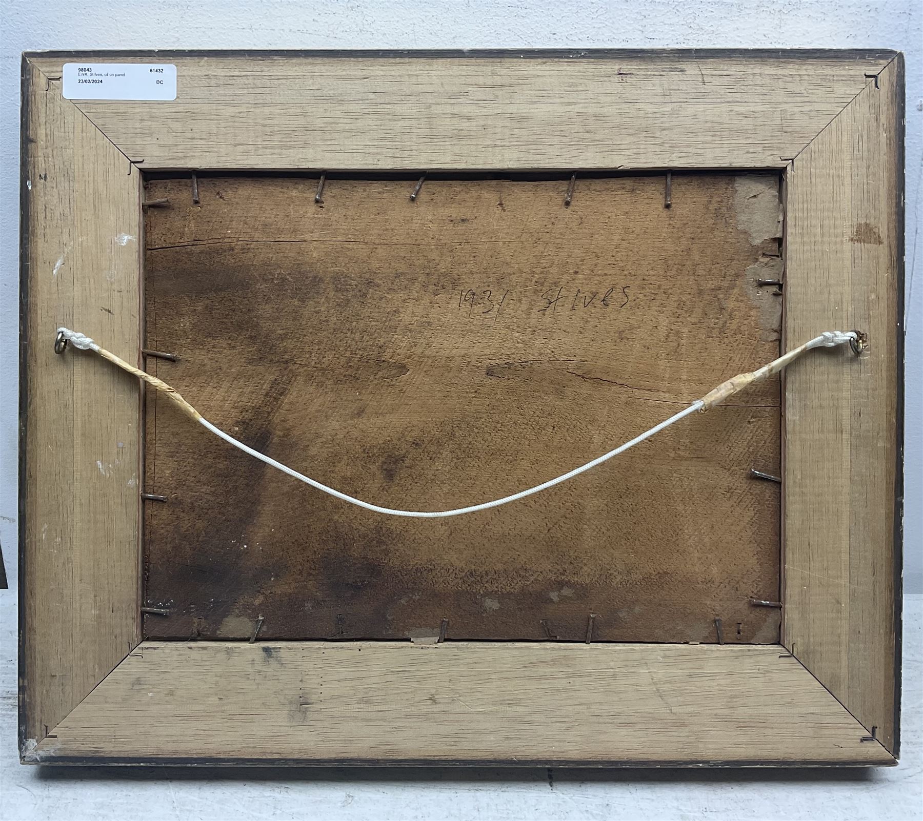 EWK (British Early 20th Century): 'St Ives', oil on panel signed with monogram, titled and dated 1931 verso, 21cm x 29cm