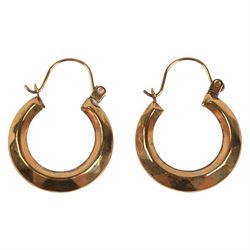 9ct gold jewellery, including pair of heart pendant earrings, pair of hoop earrings and a cross pendant necklace
