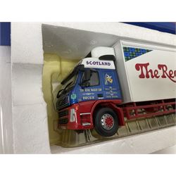 Corgi - four ‘Rigids’ limited edition 1:50 scale die-cast vehicles comprising CC14202 - Scania P Box Lorry Tunnock’s no.1035/1710; CC13515 - Volvo FM Fridge Lorry The Real McKay Ltd; CC13903 - Foden Alpha Curtainside Lorry Stan Robinson Ltd; CC11913 - ERF EC Aggregate Tipper Brian Harris Transport; all boxed (4)
