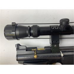 Crosman Air Guns Model 2250B .22 CO2 air rifle, with sound moderator, VLife 3-9 x 40 telescopic sight and Model 1399 Custom skeleton stock, serial no.700B25270, L91cm; with quantity of CO2 gas canisters, 