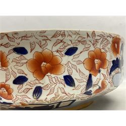 Masons wash jug and bowl decorated in the Imari palette, bowl D35cm