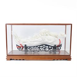 Chinese Jingdezhen porcelain root, in a glass display case, with certificate and box, H35cm