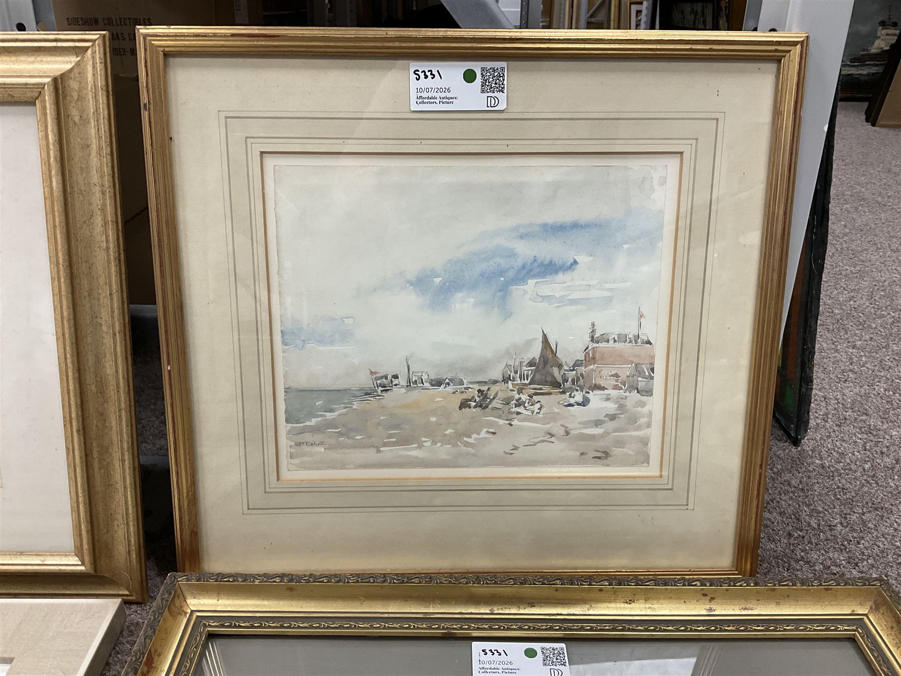 Collection of 20th and 19th Century watercolours and oils depicting shipping and coastal scenes, to include Edward H Simpson (British 1901-1989): Robin Hood's Bay in Summer and D Morrisey (English School 19th/20th Century): Anchored Ship, variously signed titled and dated max 22cm x 30cm (8)