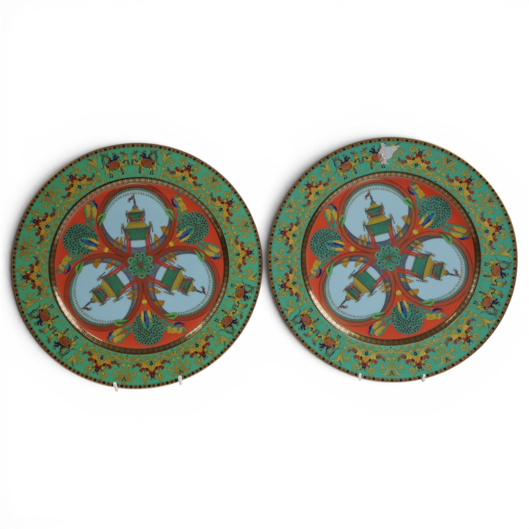 Rosenthal Versace pair of Le Voyage de Marco Polo plates, both boxed, D31cm