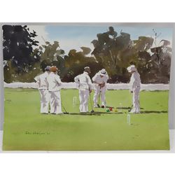 Ken Hayes (British 1962-): 'Village Croquet', watercolour signed and dated '21, titled verso 27cm x 28cm (unframed)