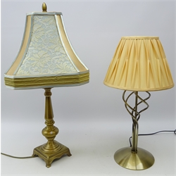  Bronze finish table lamp with shade, H73cm and a similar table lamp  